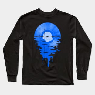 Cool Music Vinyl Record Vintage Retro Blue Long Sleeve T-Shirt